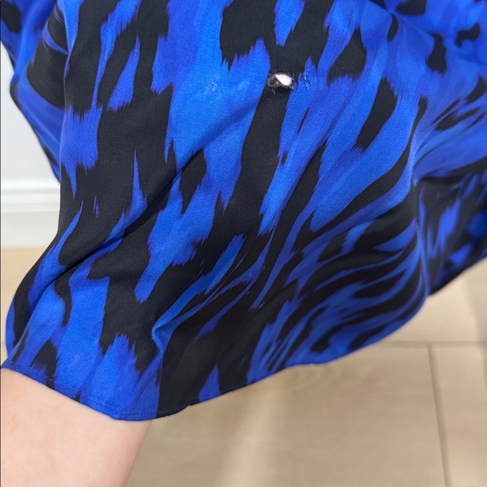 Blue Printed V-Neck Midi Dress TED BAKER MARYEMA 12 Large - Picture 11 of 12